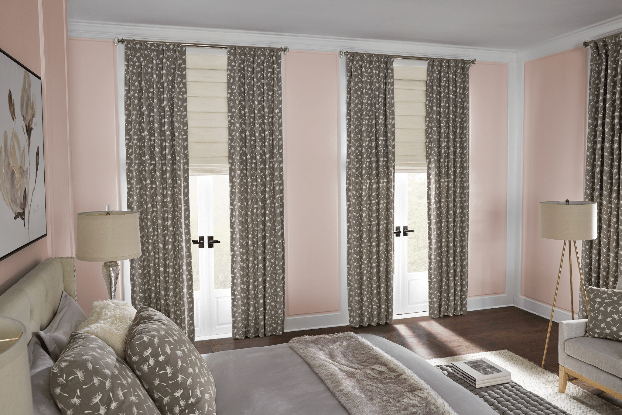 dandelion drapery and roman shades